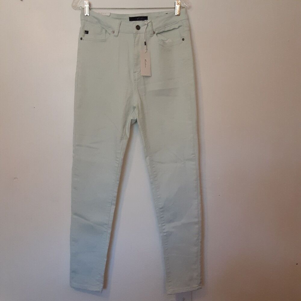 KanCan Estilo Womens Jeans Size 9 Curvy High Rise Very Light Tinted Green EUC